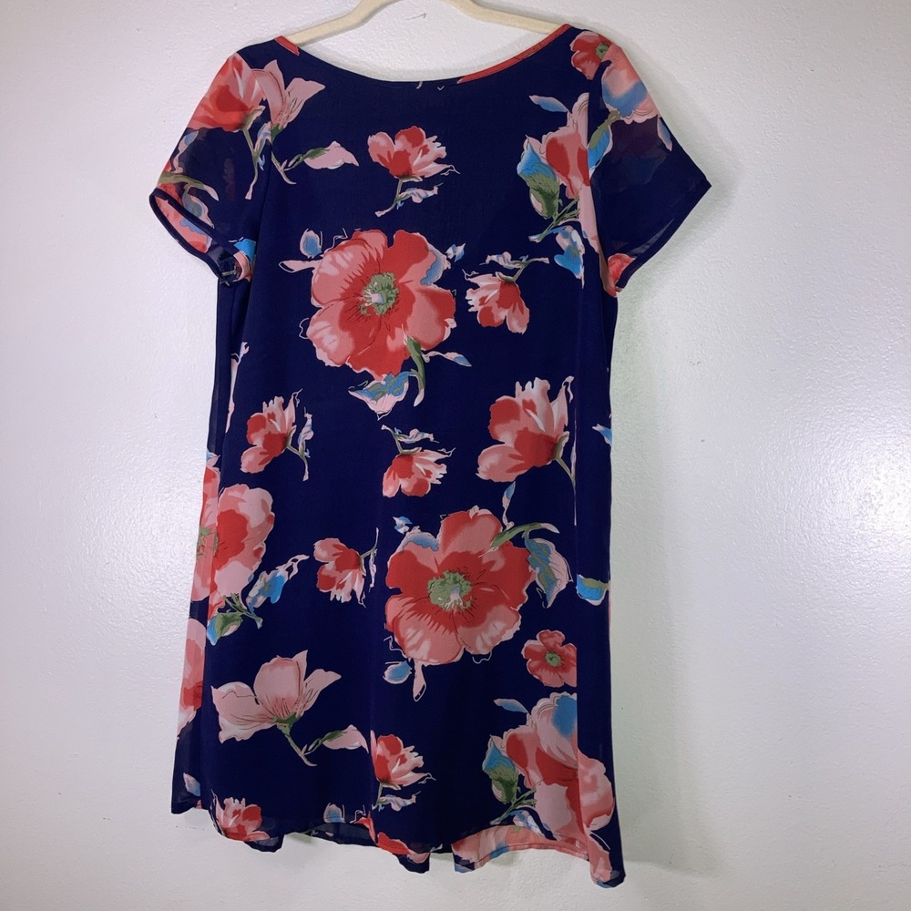 Mabel Dress M Blue Bright Floral Dress Lined Low Back Flowy